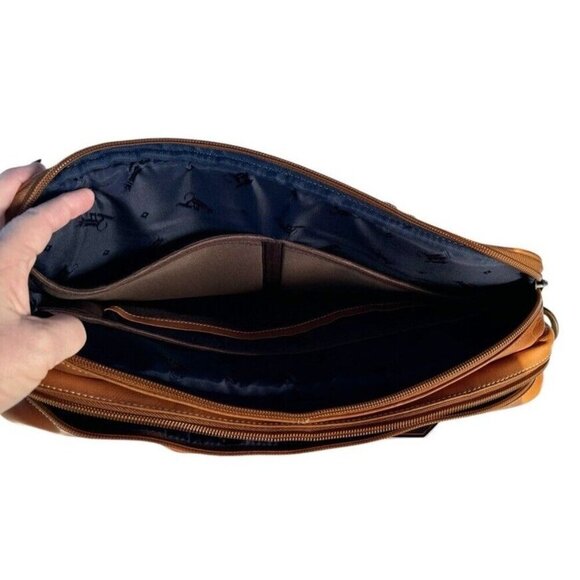 Links & Kings Mayfair Briefcase Handcrafted Tan Leather NWT - Picture 12 of 14